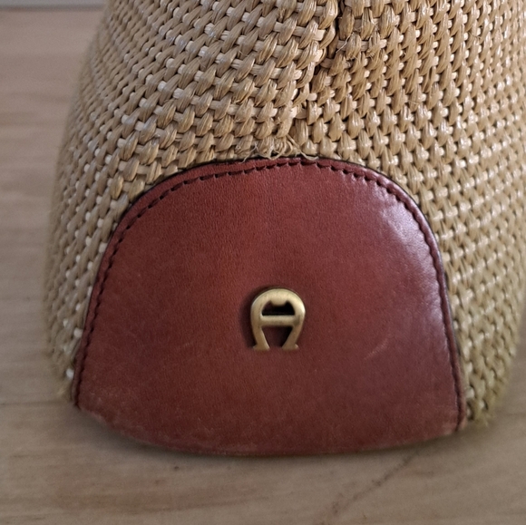 Etienne Aigner Woven Raffia Tote with Leather Trim & Braided Handles - Picture 6 of 7